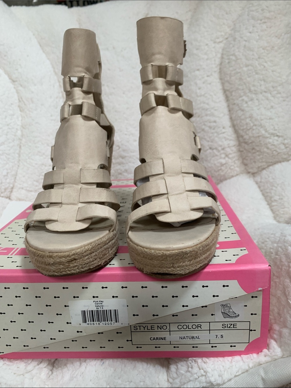 Natural Gladiator Espadrille Wedge Sandals - Women